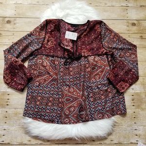 SANCTUARY NWT LOOSE FIT LONG SLEEVE TIE FRONT TOP